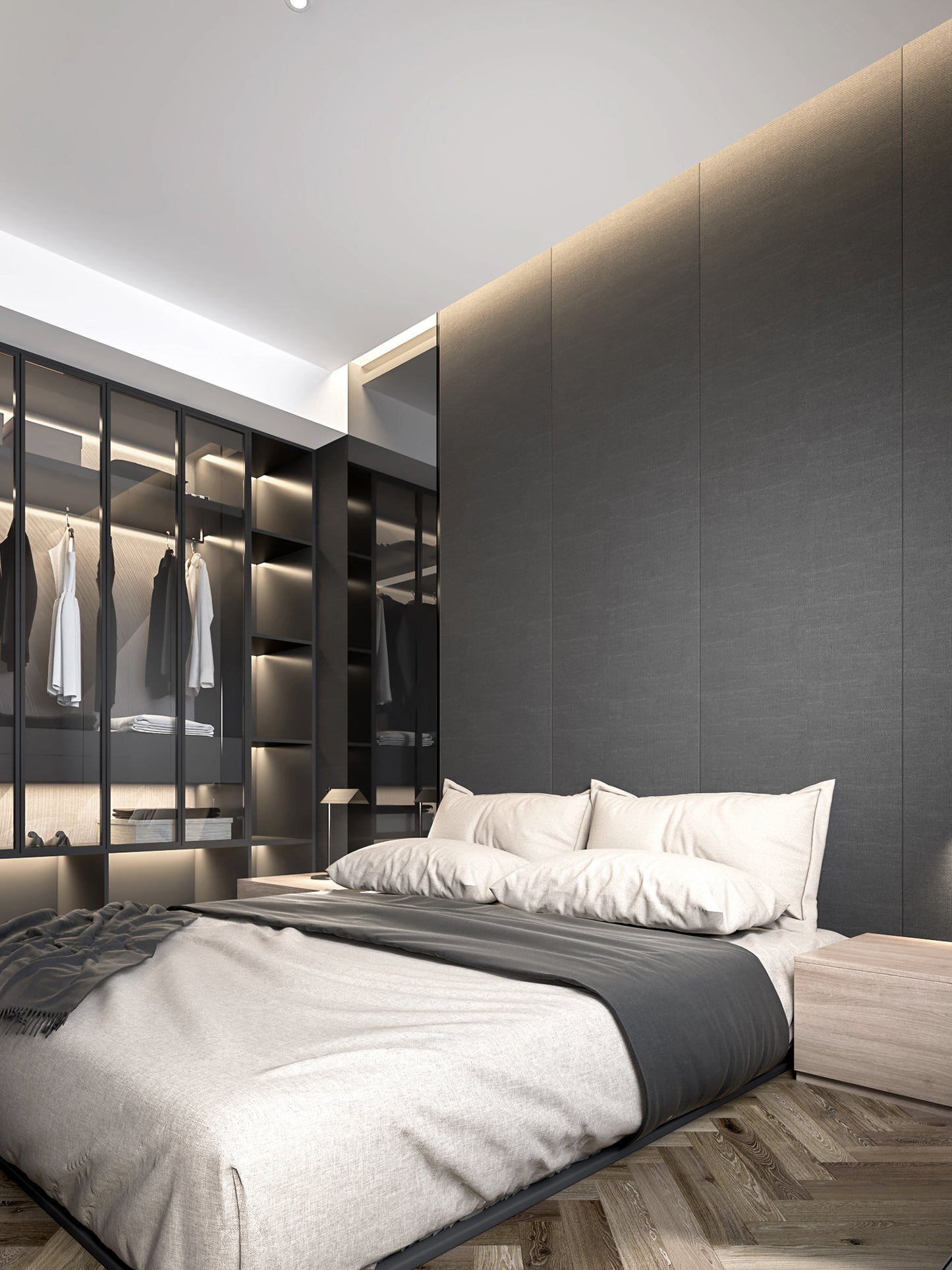 Vefon black luxury design wooden modern bedroom wardrobe