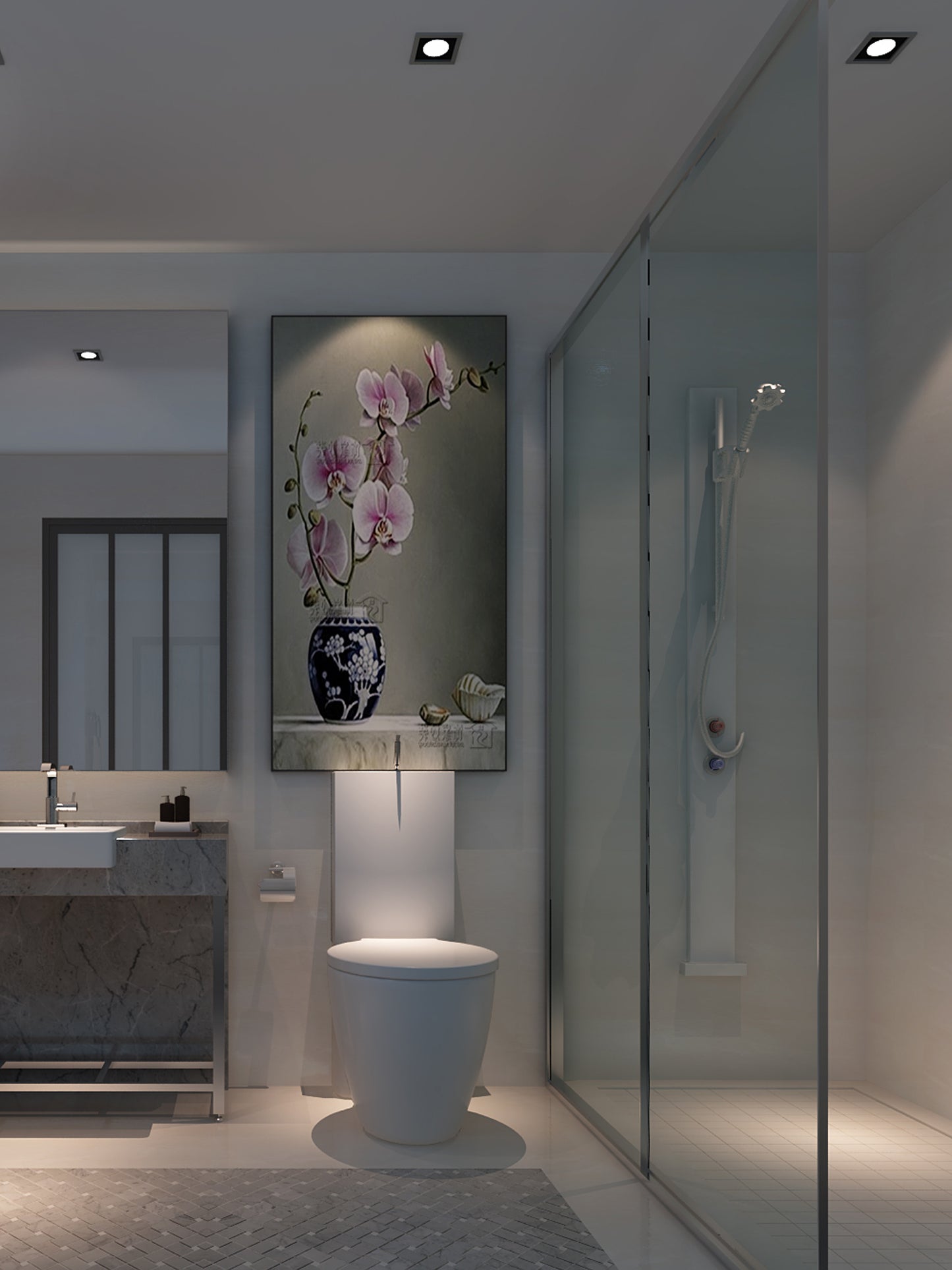 Vefon home portable modern design layout led mirror prefab bathroom unit cabinet