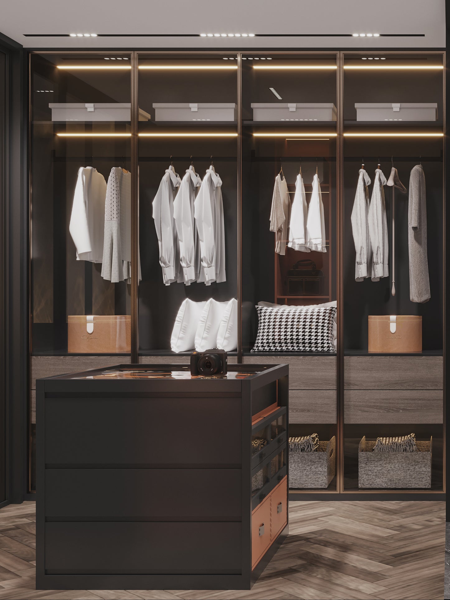 Vefon modern solid wood huge l shape corner walk in black wardrobe