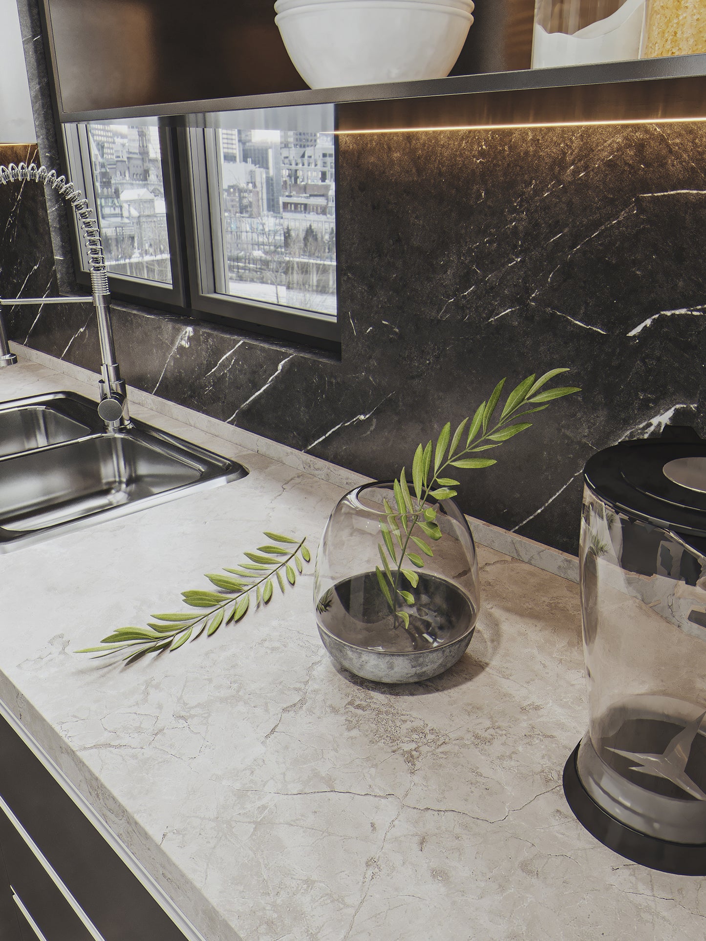 Vefon black luxury design modern kitchen cupboard